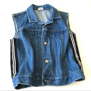 Vintage Black & White Stripe Jean Jacket Sz Small